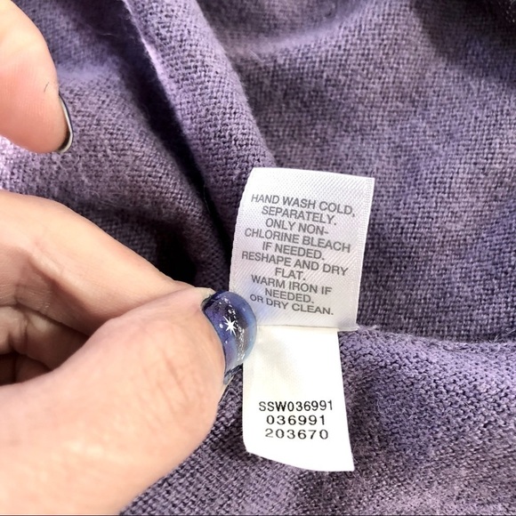 J Jill dusty purple lightweight v neck long sleeve tunic sweater cotton blend XS - Picture 8 of 8